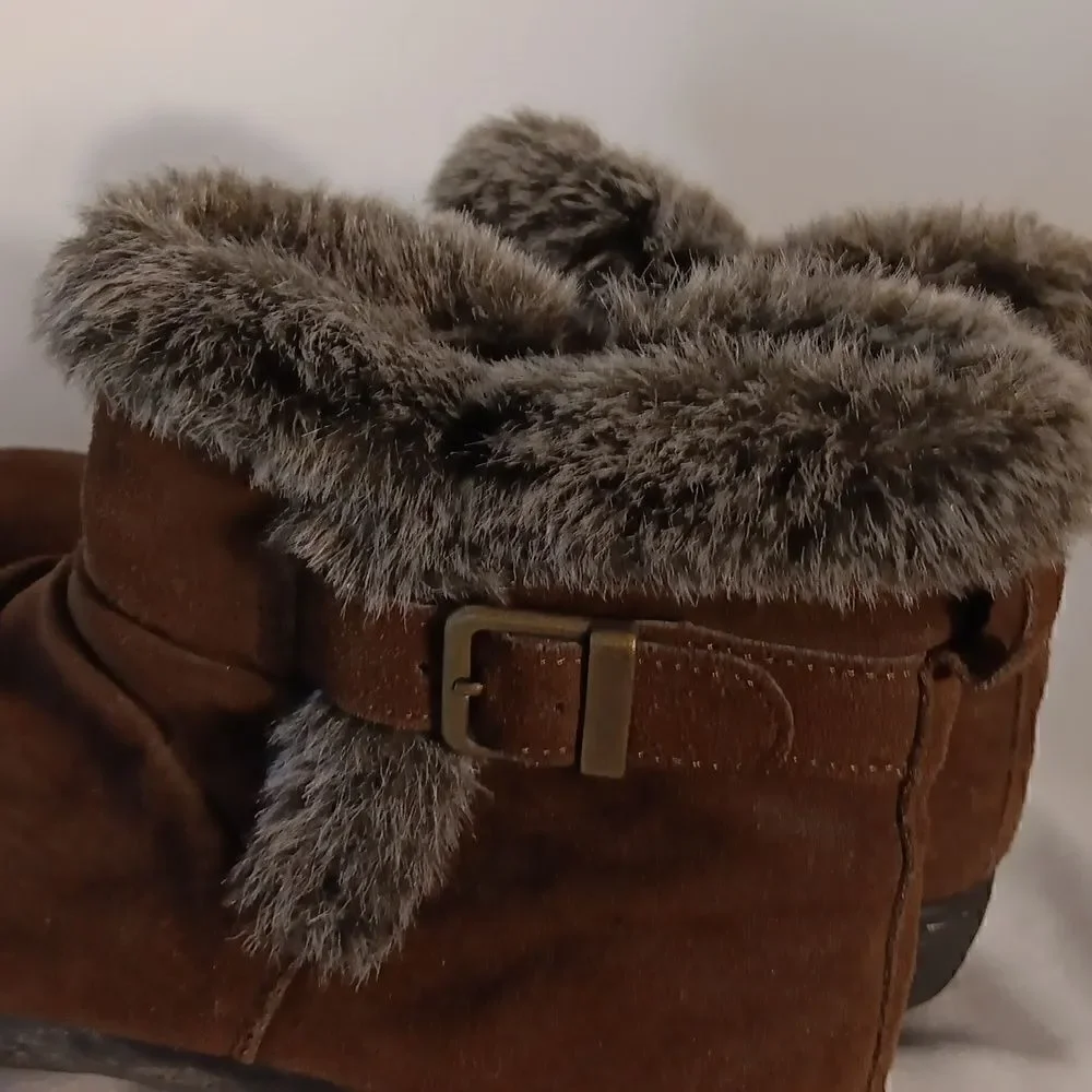 Khombu Brown Suede Faux Fur Lined Boots